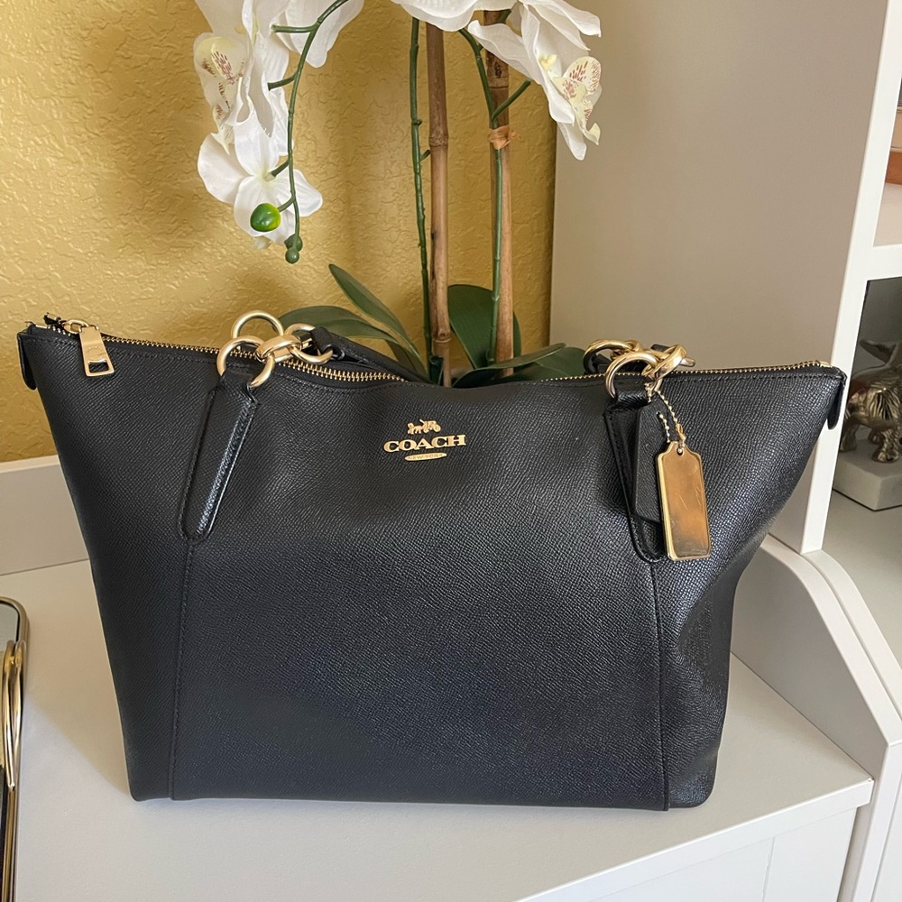 Coach Black Tote with Gold Accents